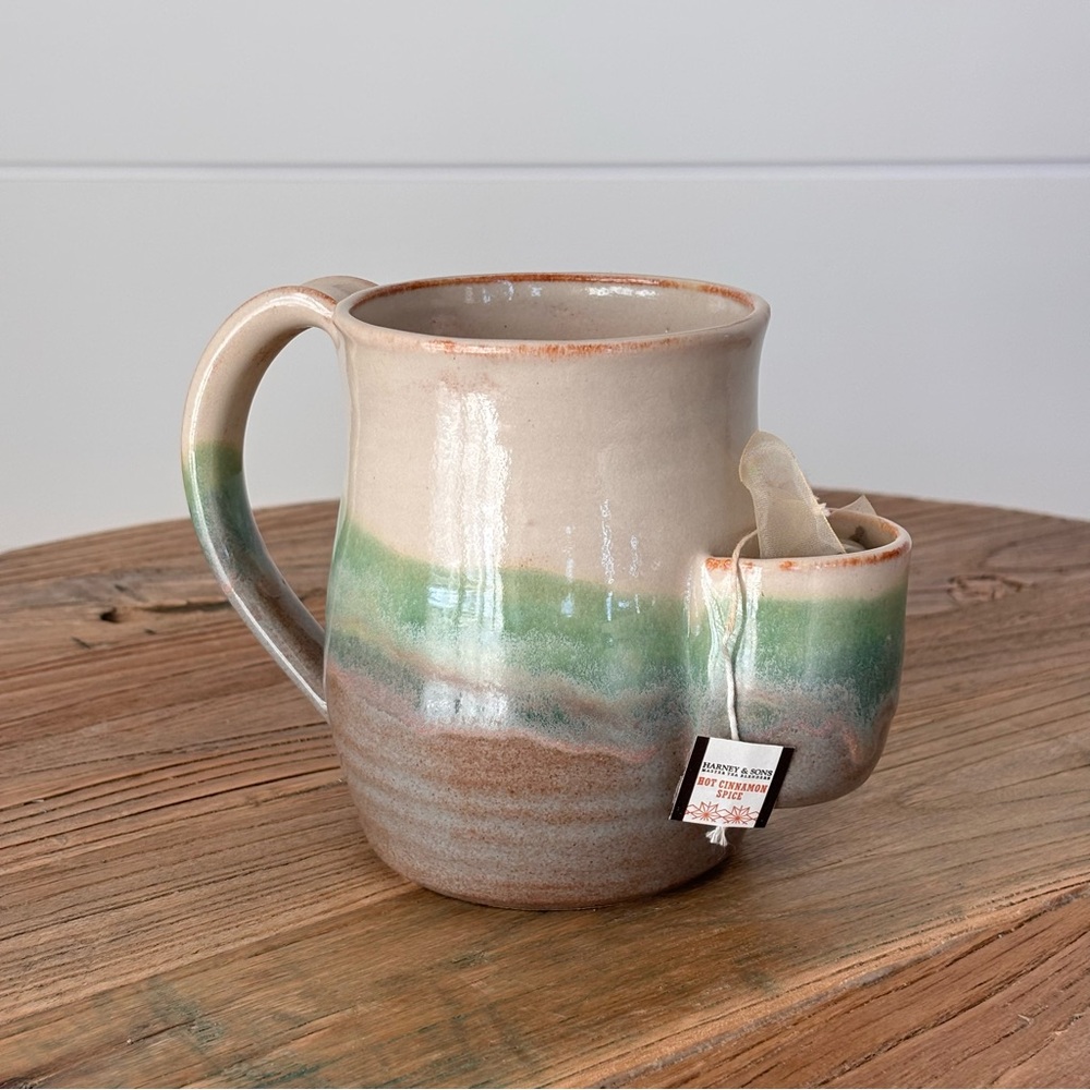 Angela Ingram Handmade Ceramic Tea Mug with Tea Bag Holder